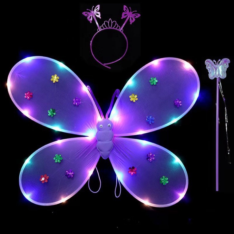 Bộ cánh bướm hóa trang có đèn led phát sáng đẹp lung linh ấn tượng cho bé gái tặng kèm pin
