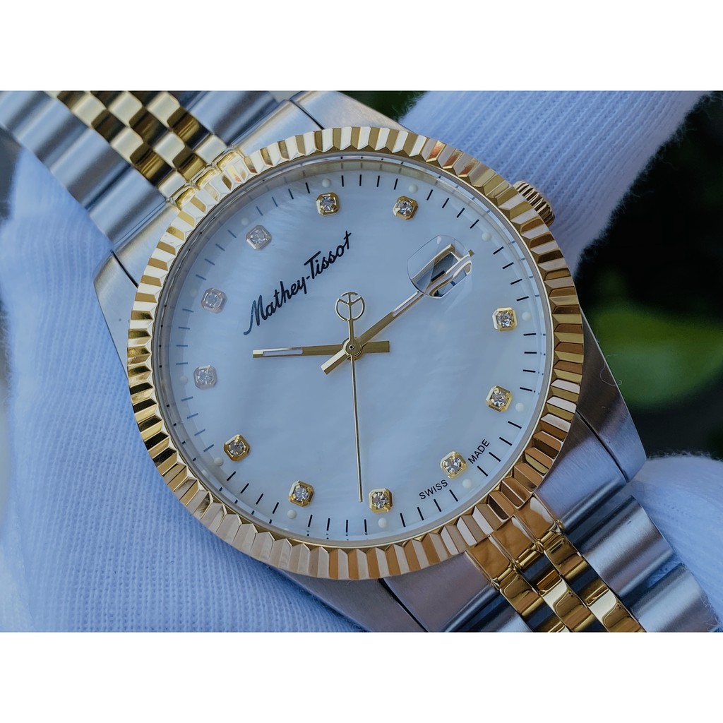 đồng hồ nam Mathey Tissot Rolly II Crystal Gold Dial Mens H710BI  -  Đính đá kim cương nhân tạo cực sang trọng