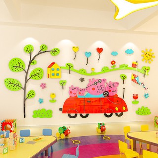 Tranh dán tường mica 3D - pepa oto
