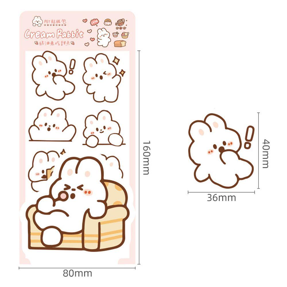 Miếng Dán Trang Trí Điện Thoại / Sổ Tay / Nhật Ký Hình Thỏ Kem Kawai Hoạt Hình DIY