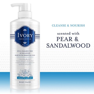 Sữa Tắm Ivory Free & Gentle Cleanse & Nourish Body Wash with Pear & Sandalwood Scent 500ml (Mỹ)