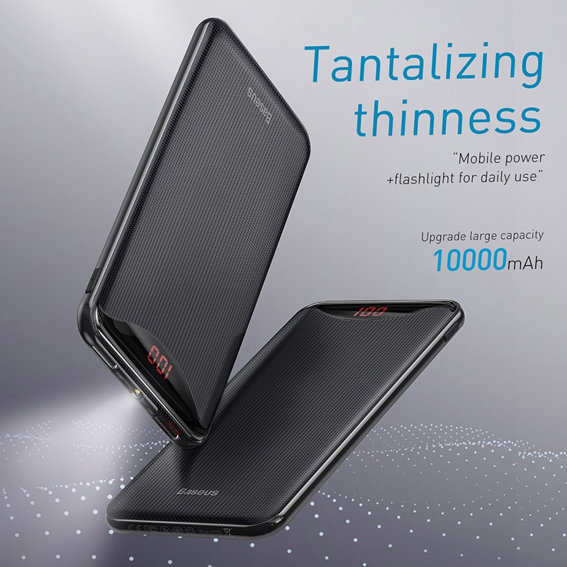 [Mã ELFLASH5 giảm 20K đơn 50K] Pin dự phòng nhỏ gọn Baseus Gentleman Digital Display Powerbank 10000mAh