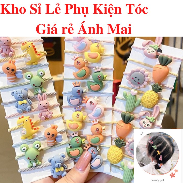 Sét 10 Dây Chun buộc tóc Hoa quả, Động vật đáng Yêu cho Bé