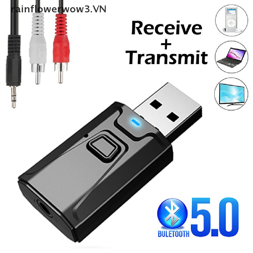 Usb nhận tín hiệu Bluetooth 5.0 mini với giắc cắm 3.5mm AUX dành cho TV/ PC