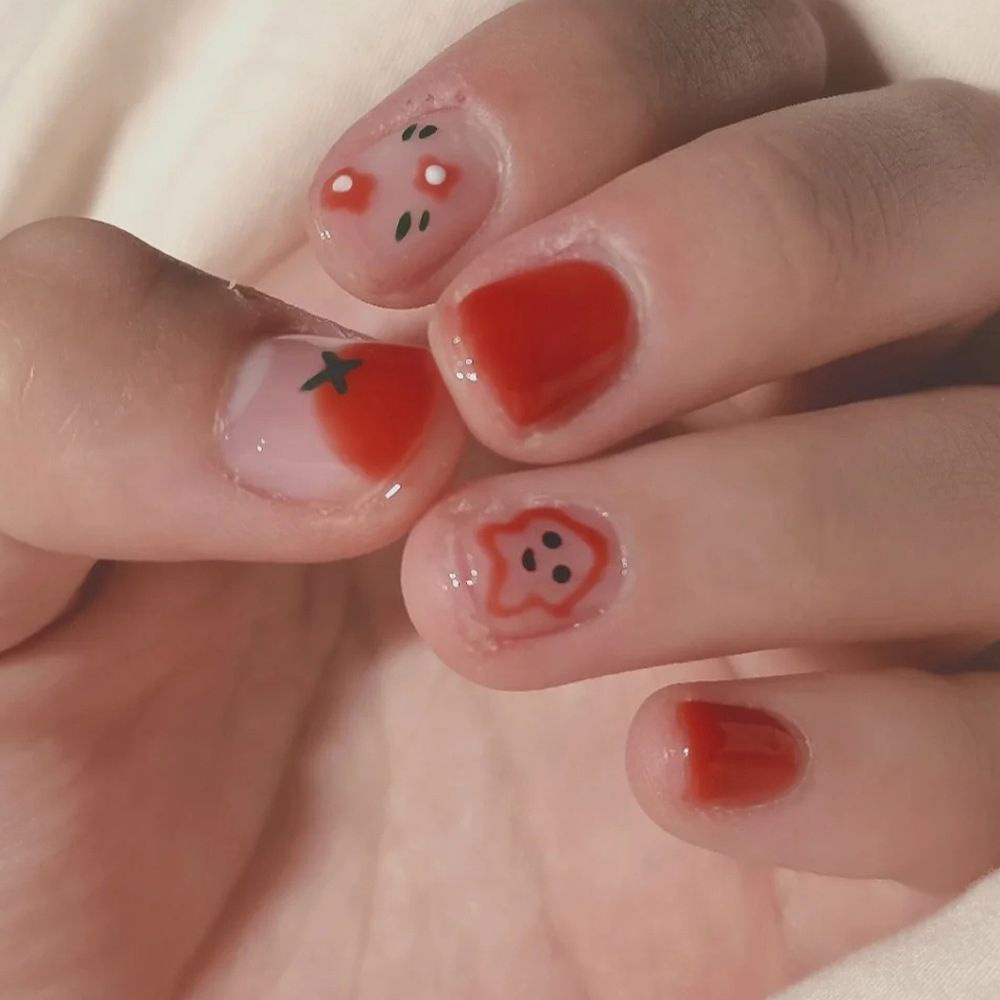 [Hàng mới về] Set 24 móng tay giả họa tiết dễ thương thời trang cho nữ