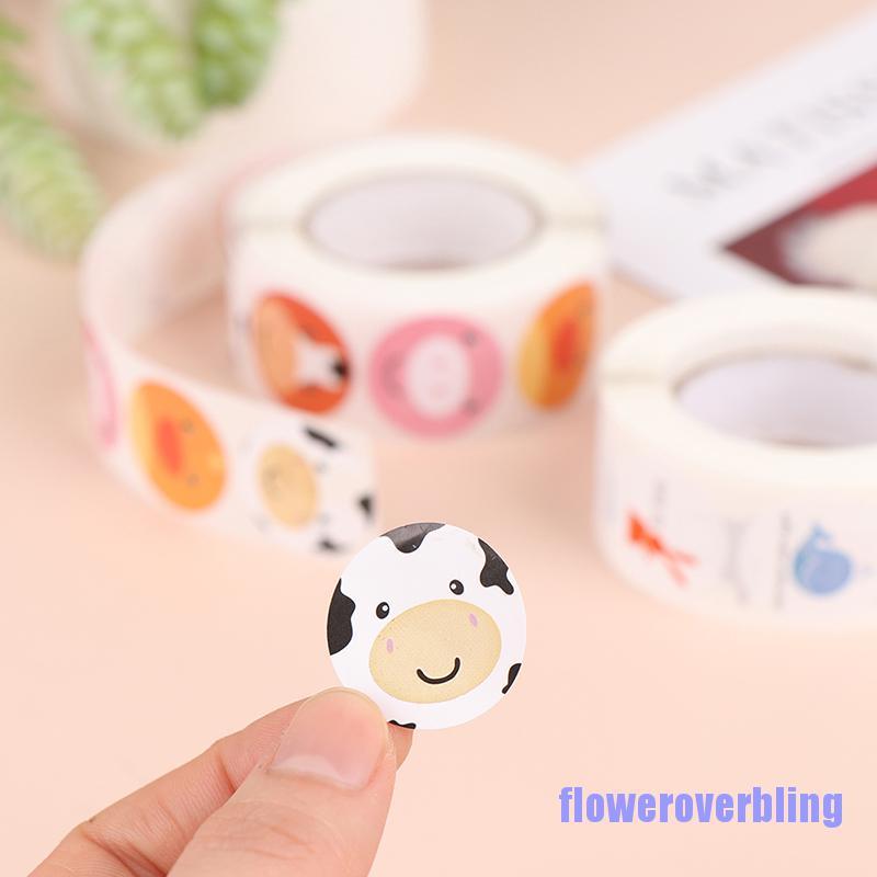 Fl-vn 500Pcs Funny Animal Stickers Roll Classic Cute Waterproof Farm Package Stickers Pure