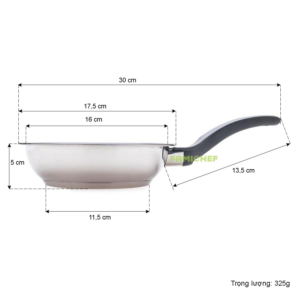 Chảo inox chống dính 3 đáy FiveStar FSC16001 16cm
