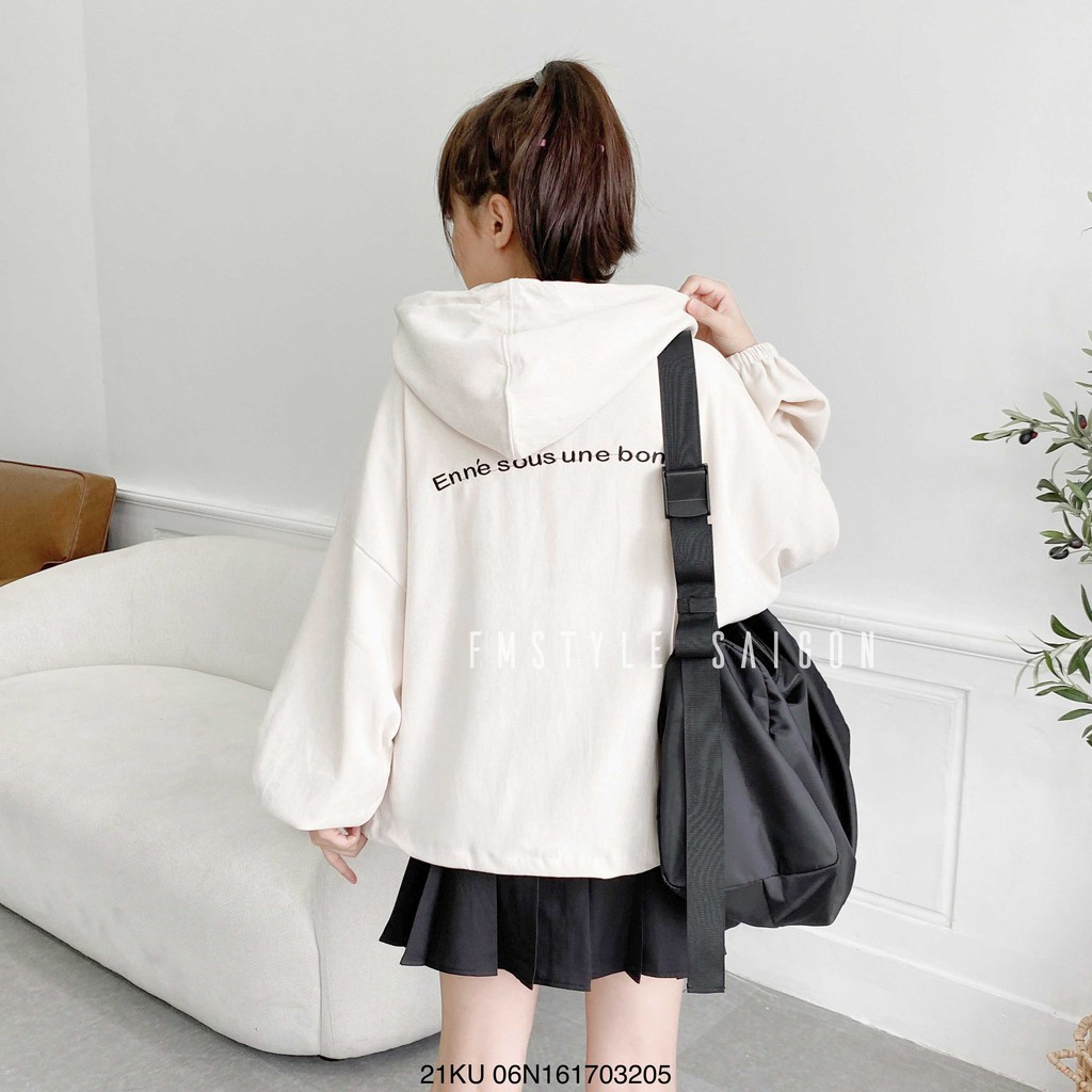Áo khoác Hoodie rút gấu bò sữa ulzzang unisex thời trang tránh gió VM STYLE 21KU07EP1001