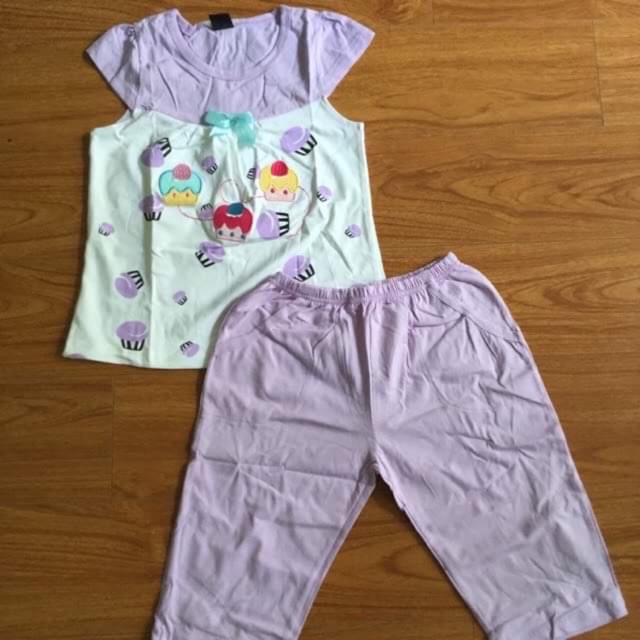 Đồ bộ bé gái, bộ lửng mặc nhà bé gái VNXK thun cotton size 8-15T nhiều mẫu.