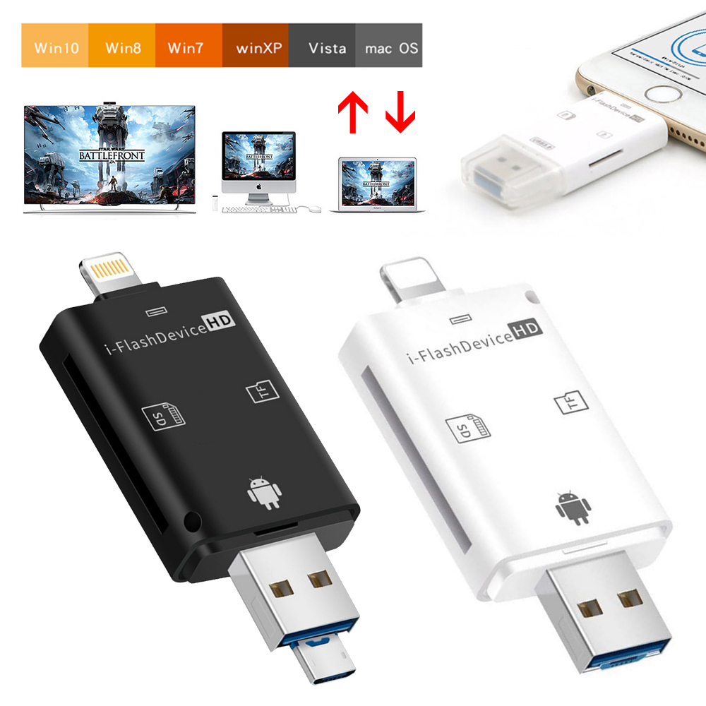 Đầu đọc thẻ nhớ OTG 3 trong 1 USB Type C/ Micro SD/ SD đa năng cho Android iPhone