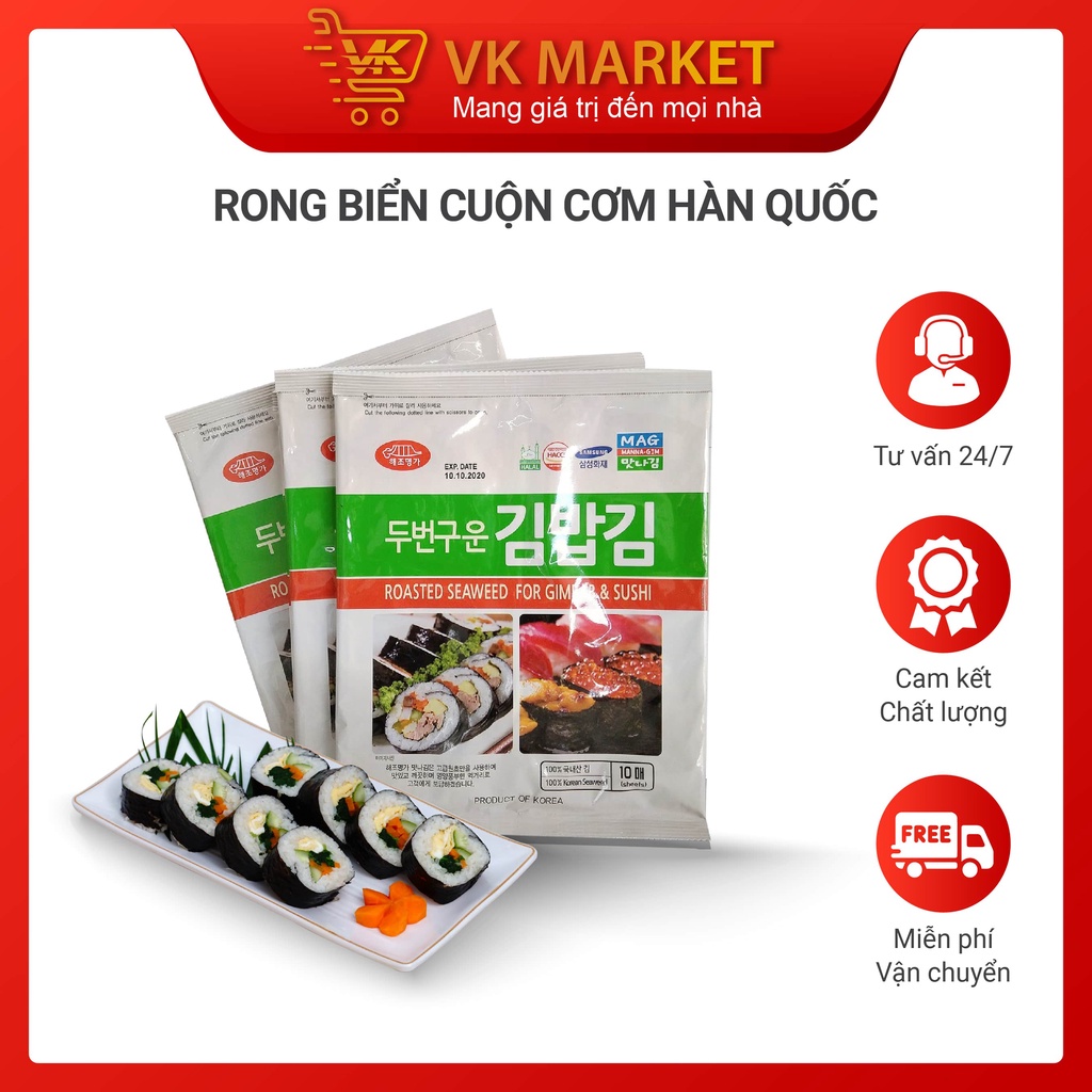 Rong Biển Cuộn Cơm Hàn Quốc MANNAFOOD Cuộn Cơm KimBap Sushi gói 10 lá - VK Market