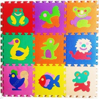 Bộ 10 Thảm xốp ghép hình thú lót sàn, tấm trải sàn nhám, chống trượt an toàn