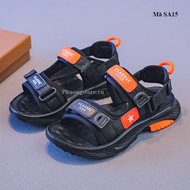 Giày sandal cho bé trai từ 3-12 tuổi màu đen nhẹ êm SA15(form nhỏ)
