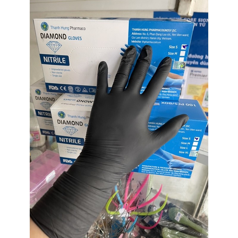 Găng tay y tế không bột màu đen