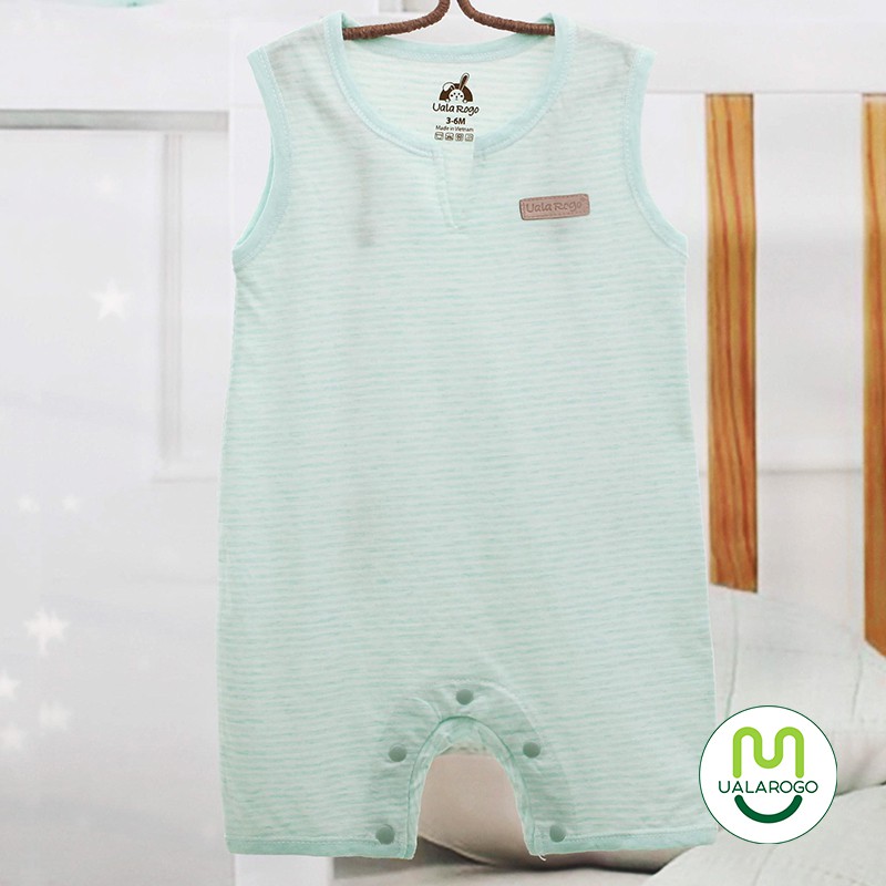 Bodysuit cho bé Uala rogo 3-9 tháng sát nách cotton thấm hút tốt dễ thay bỉm gọn gàng thoáng mát UR3506