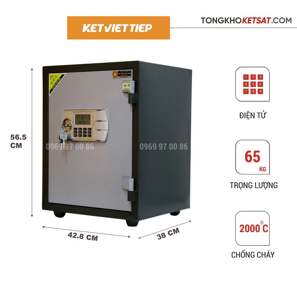 Két Sắt Mini Điện Tử KCC65-DT Thông Minh Kích Thước Vừa Nặng 65KG Việt Tiệp (Miễn Phí Giao Hàng Toàn Quốc) FREESHIP TOÀN