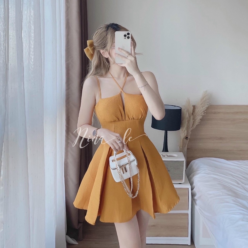 [Sales FreeShip] Đầm Xốp Thái Ô Vuông Hàng Quảng Châu - Đầm Xốp Thái 2 Dây Có Mút - Đầm Mặc Được 2 Kiểu