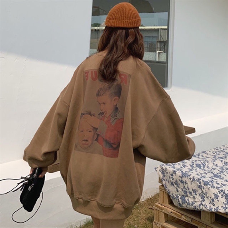 Áo sweater nỉ unisex form rộng Cậu bé hớt tóc phong cách ulzzang Nam Anh 24