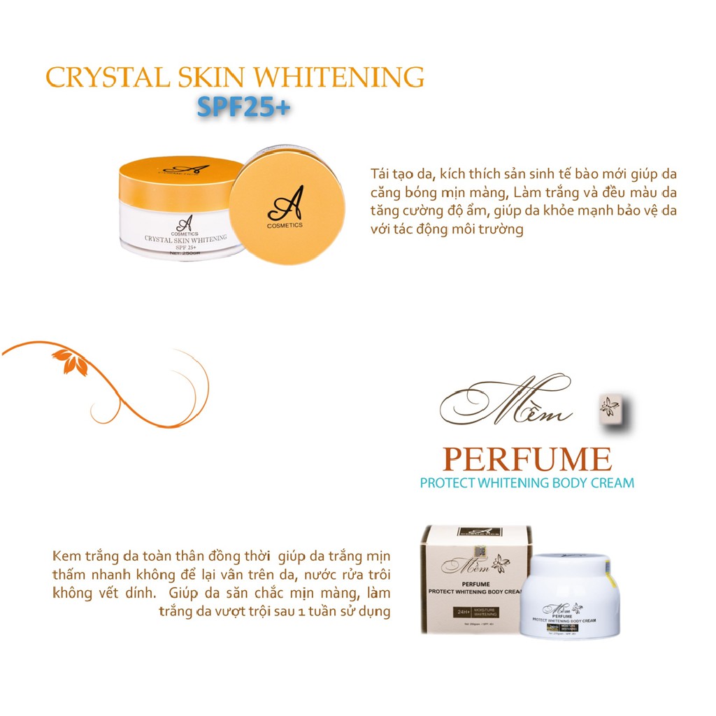 Combo Kem Body Mềm Nước Hoa Và Ủ Trắng Pha Lê Tinh Thể Nước Acosmetics | BigBuy360 - bigbuy360.vn