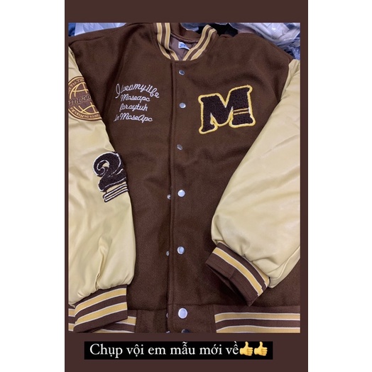 Varsity Jacket - Áo bomber tay da chất dạ phù hợp ngày hè form rộng unisex
