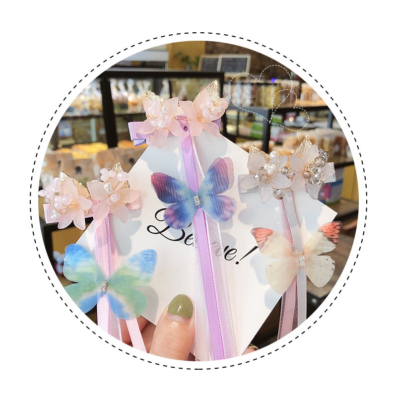 Kẹp tóc hoa bướm dây tua dài phong cách cổ trang Trung Hoa tiểu thư công chúa cho con gái