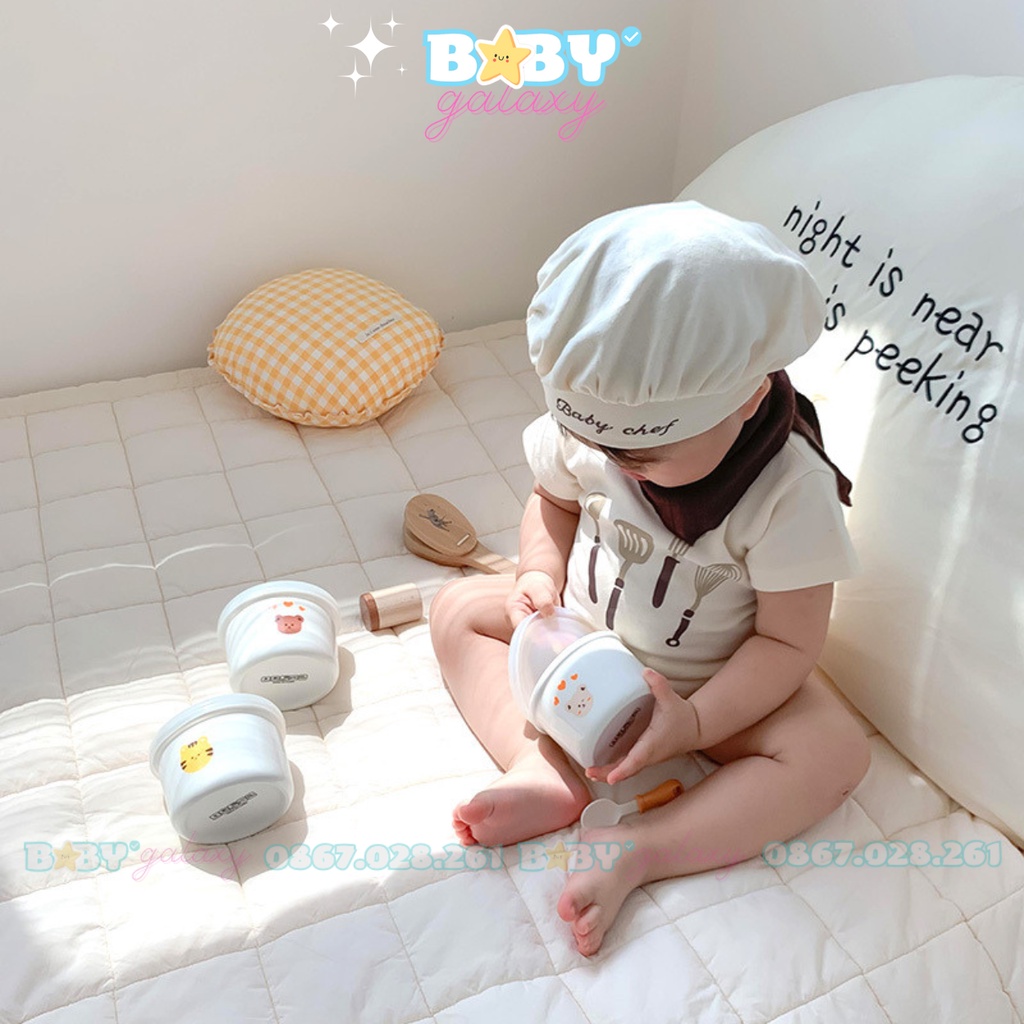 Bát Tô, Hũ Sứ Phong Cách Hàn Quốc, Có Nắp Đậy Silicon Vệ sinh Cho Bé - Baby Galaxy Official