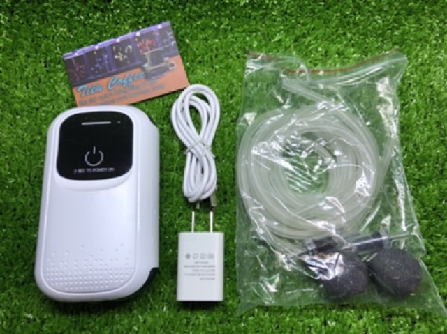 Máy sủi Oxy tích điện, dùng pin sạc cho Hồ cá, Bể cá BT-5000s (tặng kèm dây và cục sủi oxy) | Tiếu Guppy