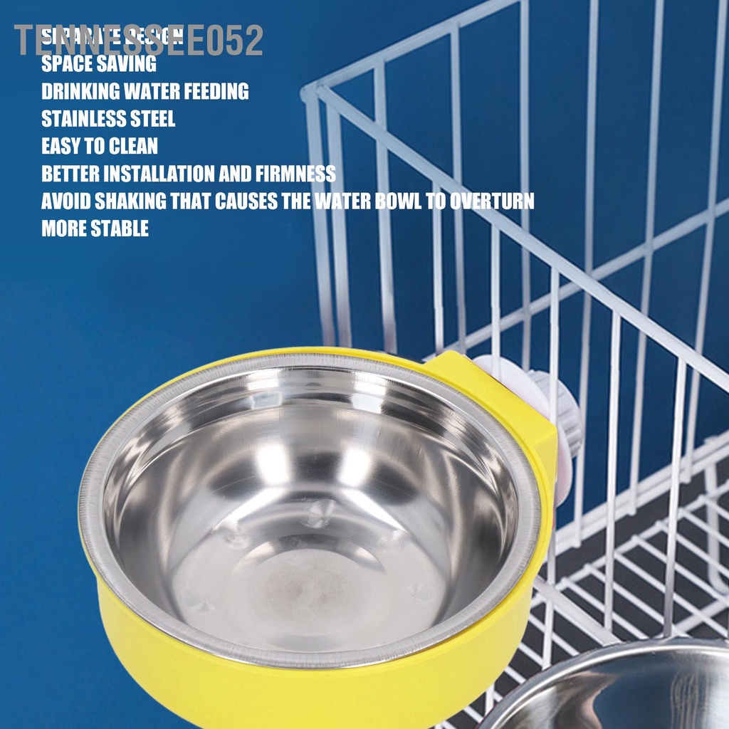 Tennessee052 Treo bát đựng thức ăn cho thú cưng Làm dày bằng thép không gỉ Cố định lồng Bát đơn chó mèo