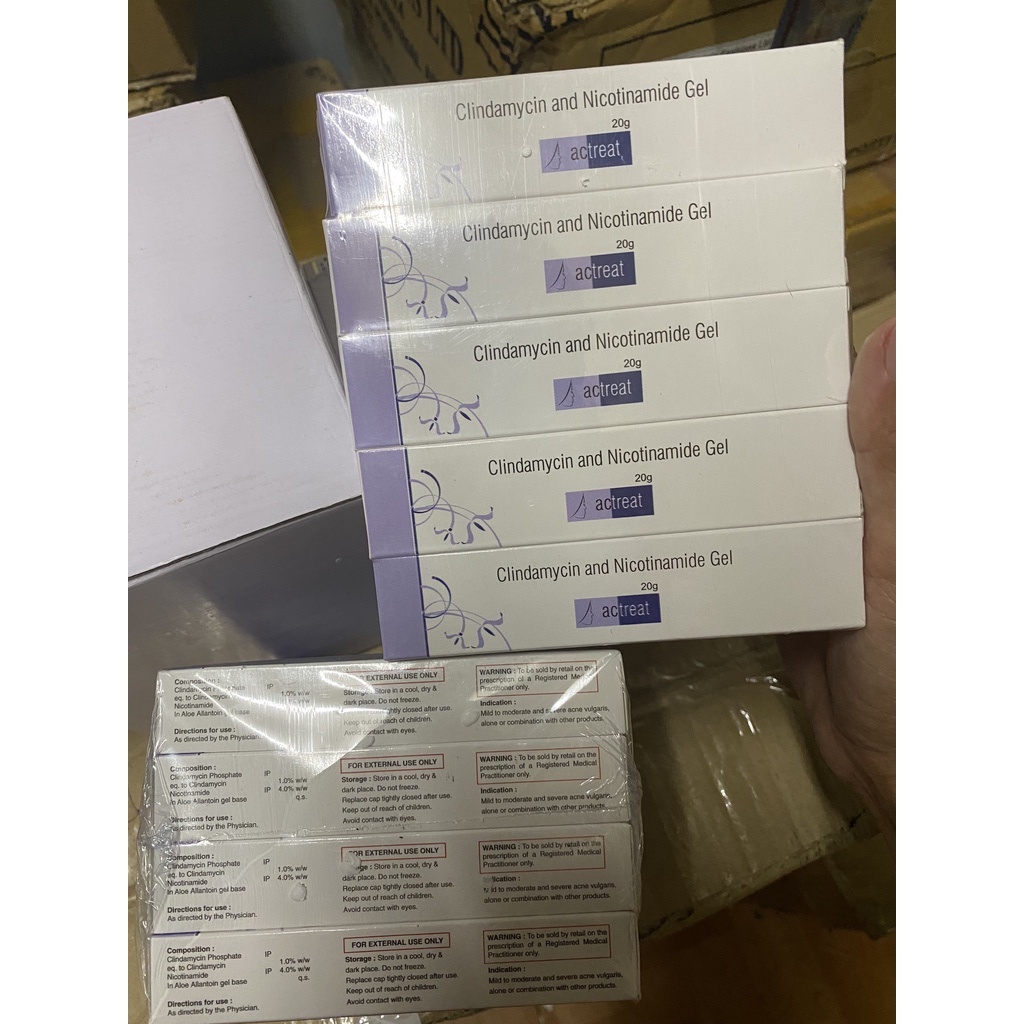Actreat gel (20g) kem chấm mụn 5% niacinamide và clin.damyci, giảm mụn, hết sạch mụn