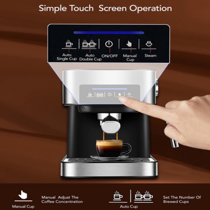 Máy pha cà phê Espresso CM6863, 850W. Thương hiệu cao cấp đăng ký tại USA (Mỹ) BioloMix - CHÍNH HÃNG BẢO HÀNH 1 NĂM {CHÍ