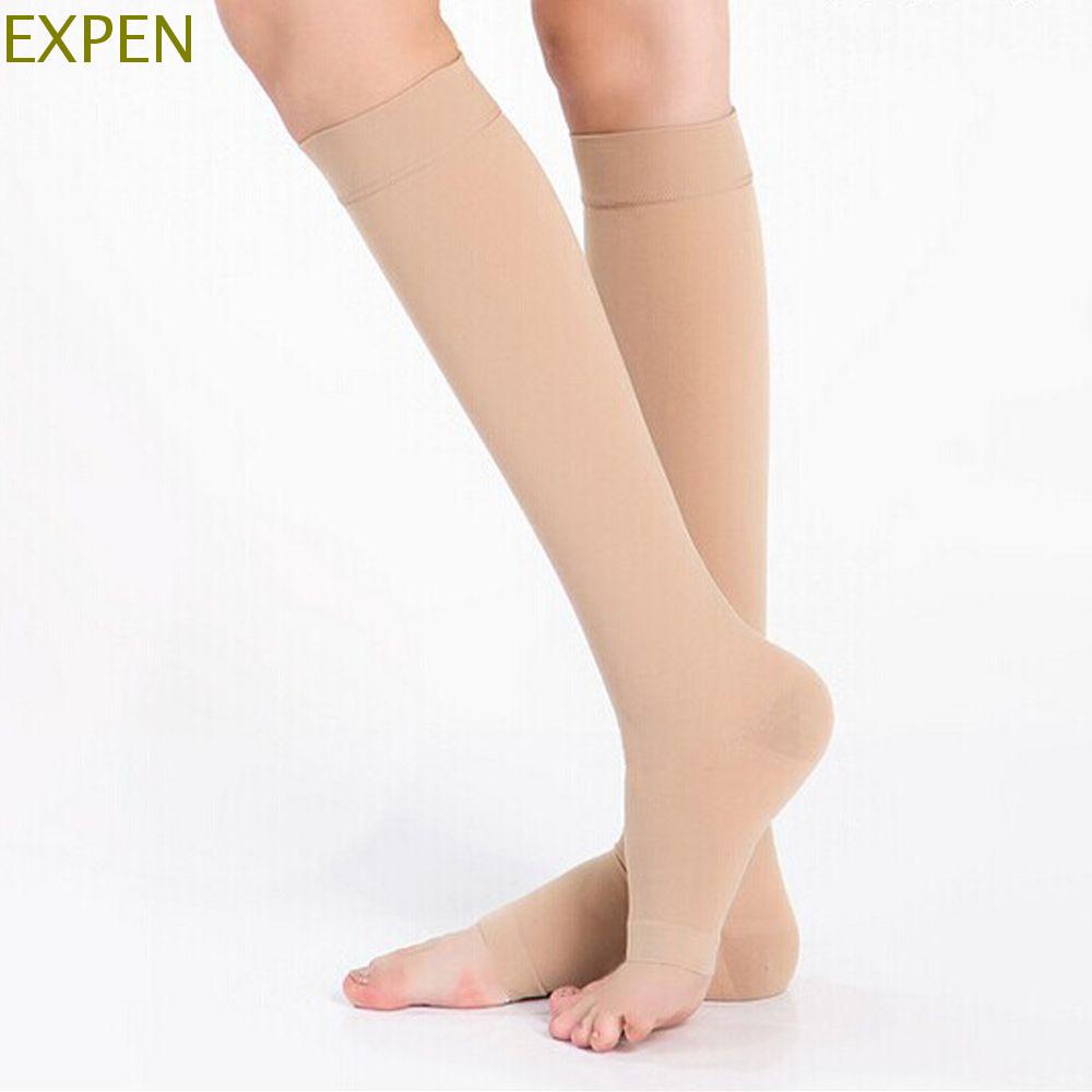 Vớ nén định hình cơ thể giảm đau giãn tĩnh mạch hở nửa ngón chân bằng sợi hóa học cao ống dài đến gối cho nam và nữ