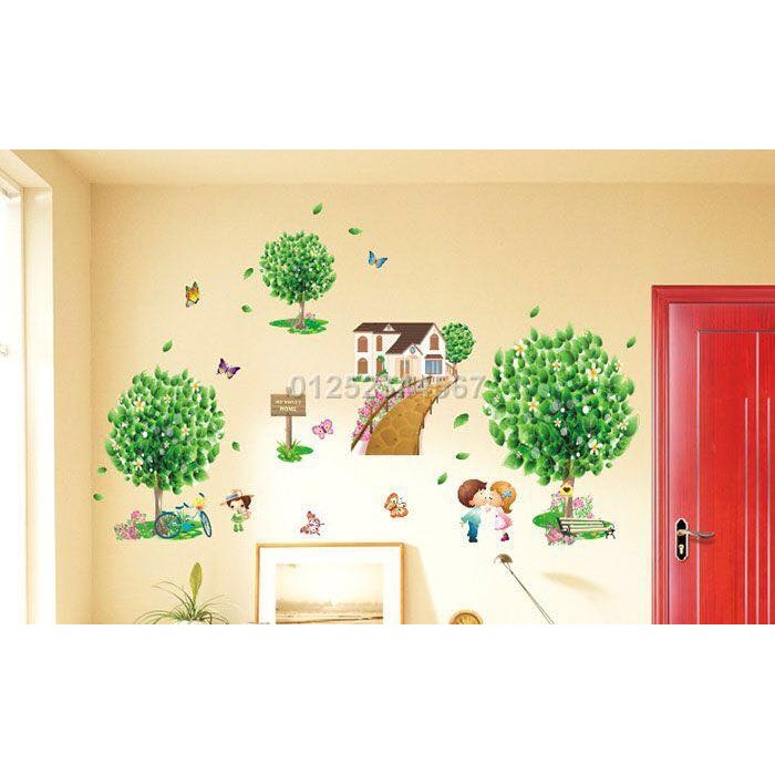 Decal dán tường cây xanh