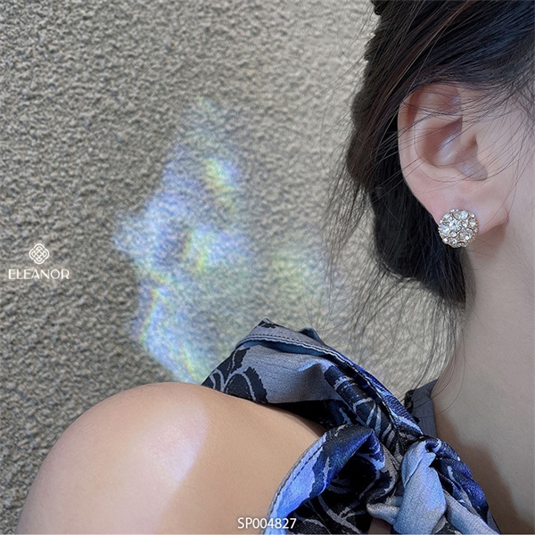 Bông tai nữ châm nữ Eleanor Accessories hình khối cầu tròn đính đá basic phụ kiện trang sức 4827