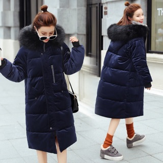 Áo phao nhung dáng dài 2018