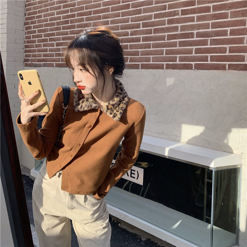 Áo Cardigan Dệt Kim Tay Dài Họa Tiết Da Báo Kiểu Hàn Quốc Cá Tính | BigBuy360 - bigbuy360.vn