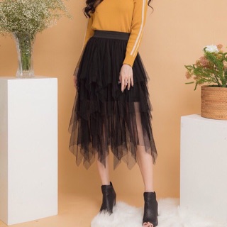 Chân váy TUTU voan xếp tầng  tua rua hàng QC