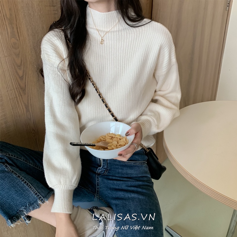 Áo len nữ dài tay cổ cao thời trang Hàn