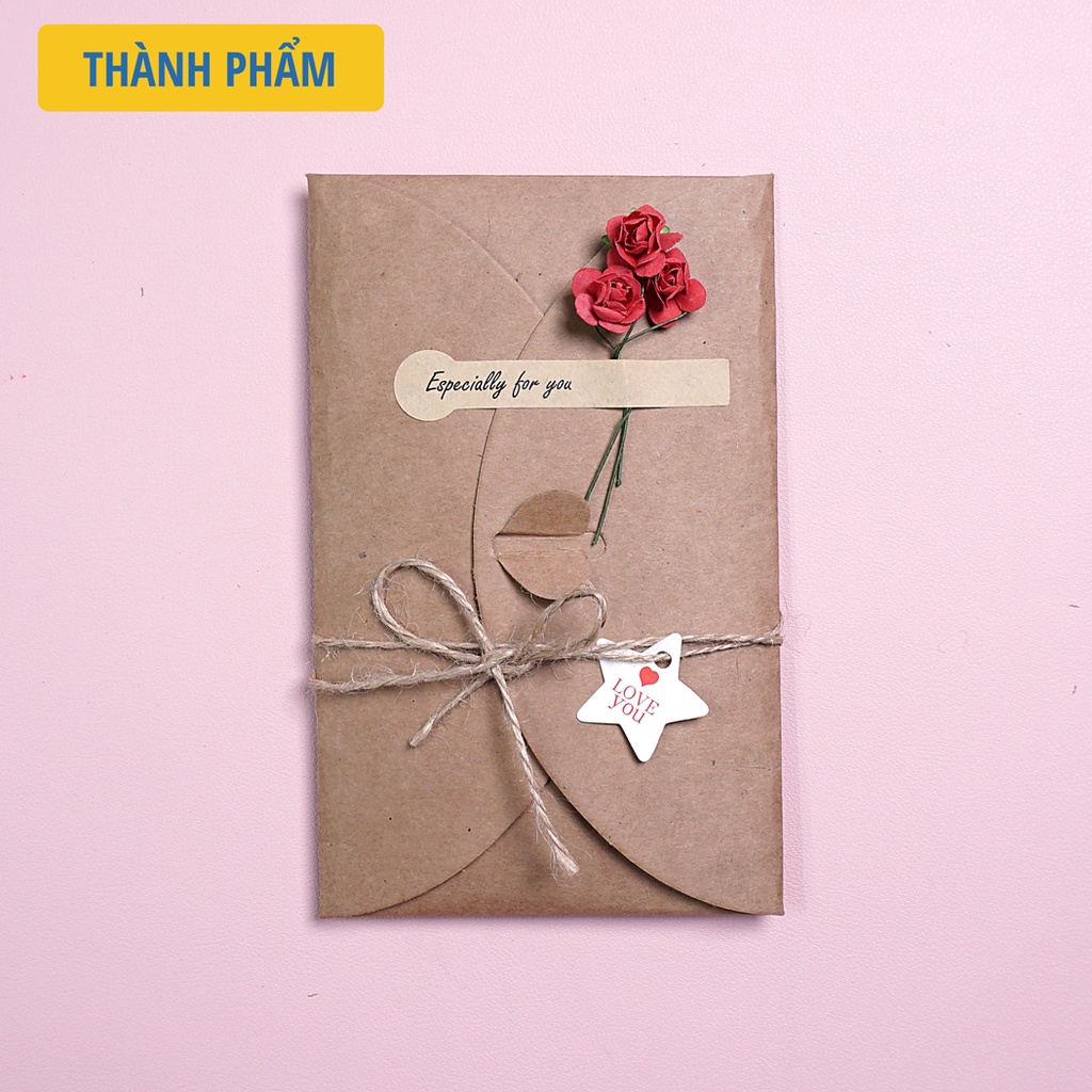 Bộ thiệp hoa hồng Valentine DIY S619 Giấy Kraft Nhũ Vàng Sticker Decal Quà thủ công handmade tặng người yêu - Saigonir