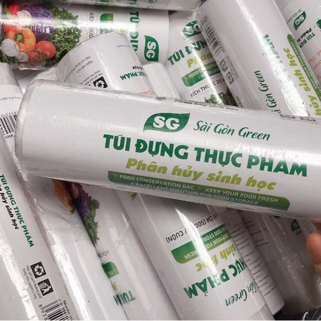 Túi đựng thực phẩm tự hủy sinh học [20 x 30][25 x 35] cm Sài Gòn Green.