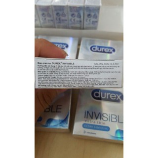 [Siêu giảm giá ]Bao Cao Su ÔM SÁT SIÊU MỎNG Durex Invisible - 3 cái