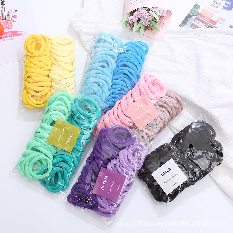 Set 50 dây cột tóc co giãn nhiều màu sắc