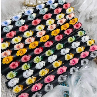 Hoa nail đẹp , hoa bột vừa form móng thật , chín cánh ôm đá vuông ombre - shop đức phúc