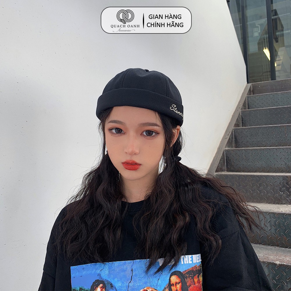 Mũ quả dưa địa chủ beanie unisex QO ACESSORIES không vành in chữ Stunning MU59