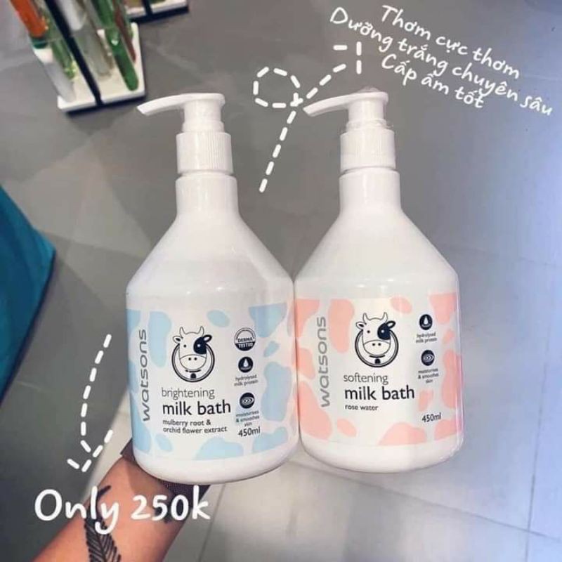 [𝑯𝒂̀𝒏𝒈 𝑪𝒉𝒖𝒂̂̉𝒏 𝑻𝒉𝒂́𝒊] Sữa tắm 💝𝒇𝒓𝒆𝒆𝒔𝒉𝒊𝒑💝 WATSONS Milk Bath 450ml