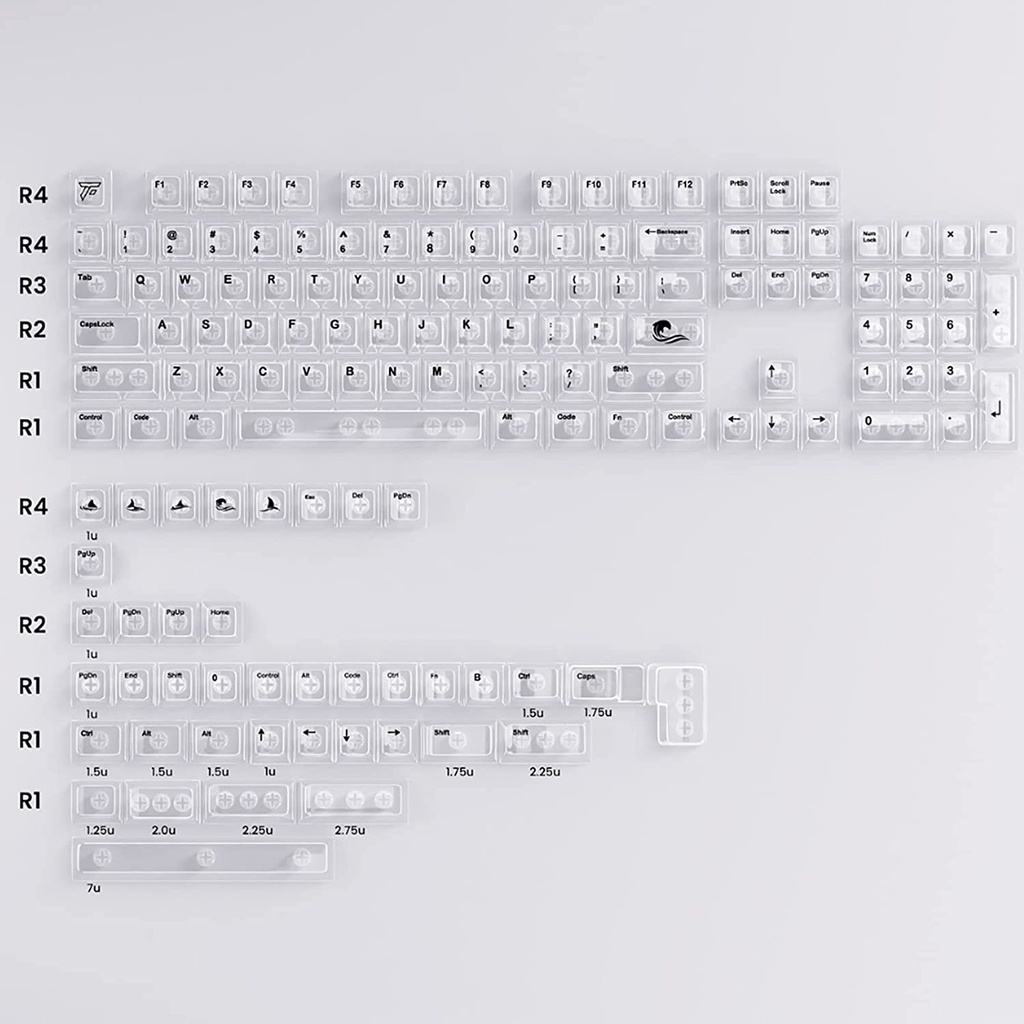 Keycaps 137 Phím Clear Crystal Keycaps Dye-Thăng hoa Keycaps tùy chỉnh Cherry Profile Alice cho Cherry Gateron MX Công tắc bàn phím cơ