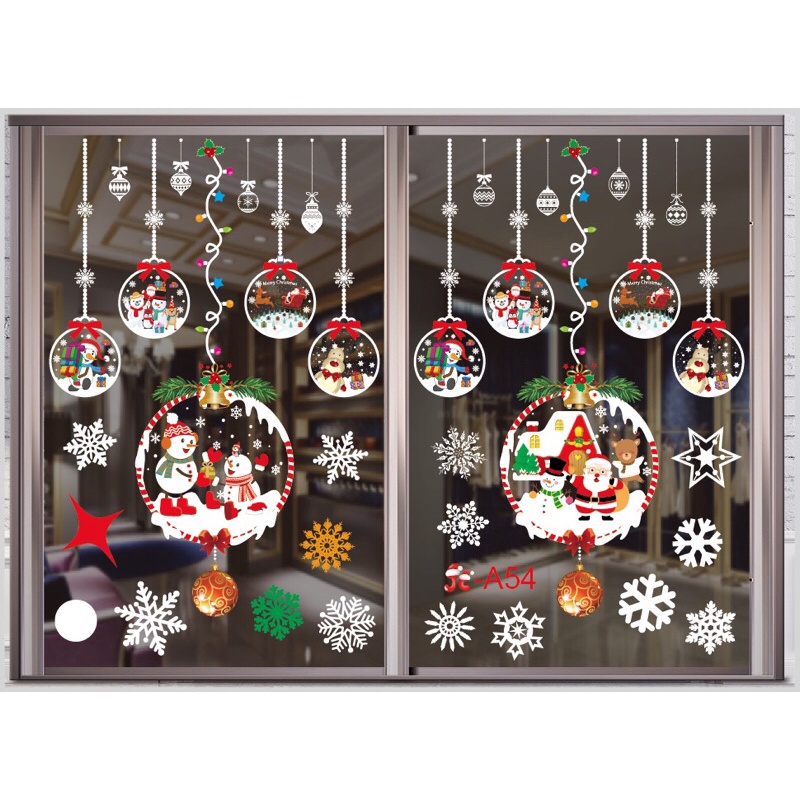 Decal trang trí Noel Hít Tĩnh Điện - Rèm dây quả cầu Noel
