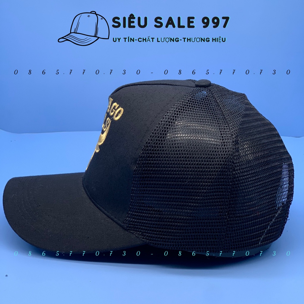 MŨ LƯỠI TRAI PHỐI LƯỚI THÊU ĐẦU TRÂU VÀNG THỜI TRANG NAM NỮ SIÊU NGẦU