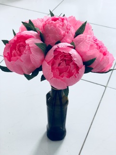 Hoa giấy handmade-Giỏ Mẫu Đơn
