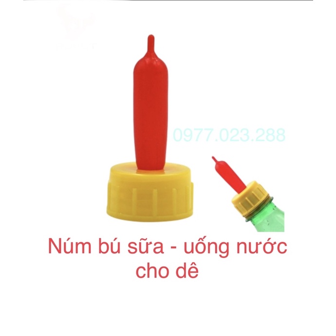 Núm bú sữa silicone lắp chai nhựa cho dê cừu bê heo lợn chó mèo