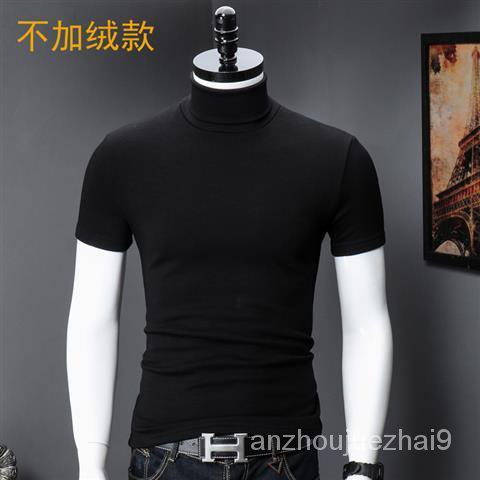 Áo Thun Tay Lửng Cổ Cao Ôm Dáng Màu Sắc Đơn Giản Dành Cho Nam